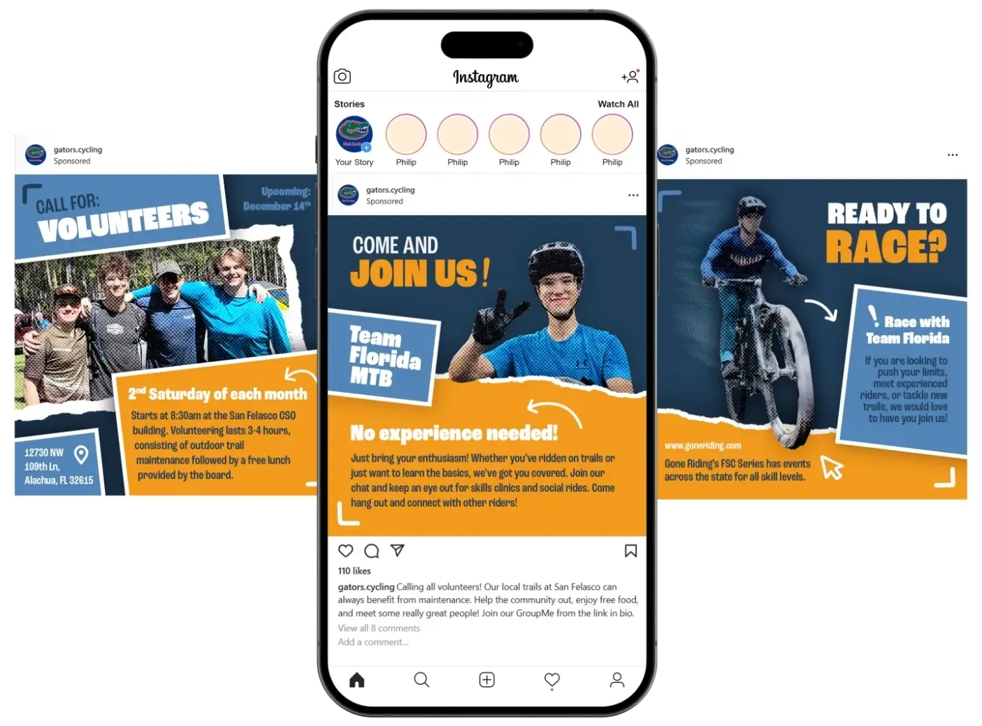 Gators Cycling, social media